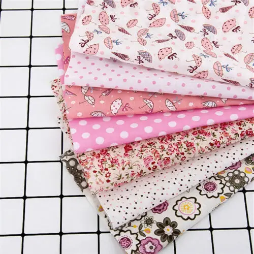 Pink Series NEW 305 7 шт. хлопок ткань Ассорти предварительно вырезанный Набор DIY Декор 25*25 см - Цвет: Pink Series NEW 305