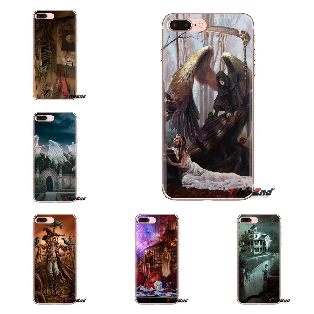 For LG G3 G4 Mini G5 G6 G7 Q6 Q7 Q8 Q9 V10 V20 V30 X Power 2 3 K10 K4 K8 2017 Halloween Mansion Mysterious Reaper TPU Shell Case |