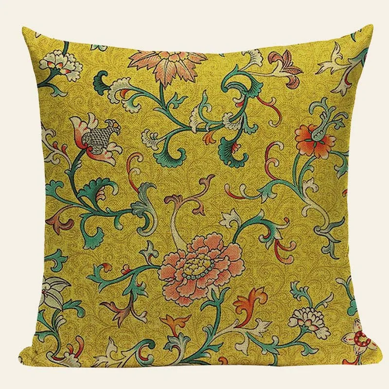 Винтаж деревенский декоративные Cushioncovers красочные подушки с принтом в китайском стиле Стиль льняная Подушка Чехол Диван Seat Обложка домашний декор на заказ - Цвет: 2703