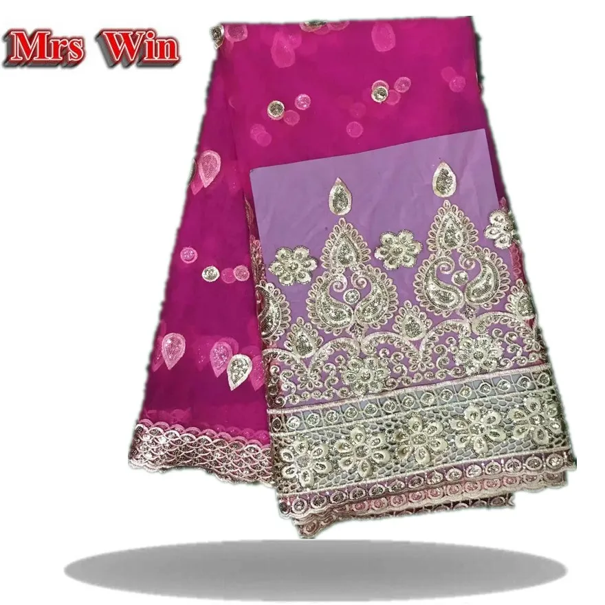 African George fabrics high quality lace sequins and embroidery Swiss for Nigerian wedding dresses | Дом и сад