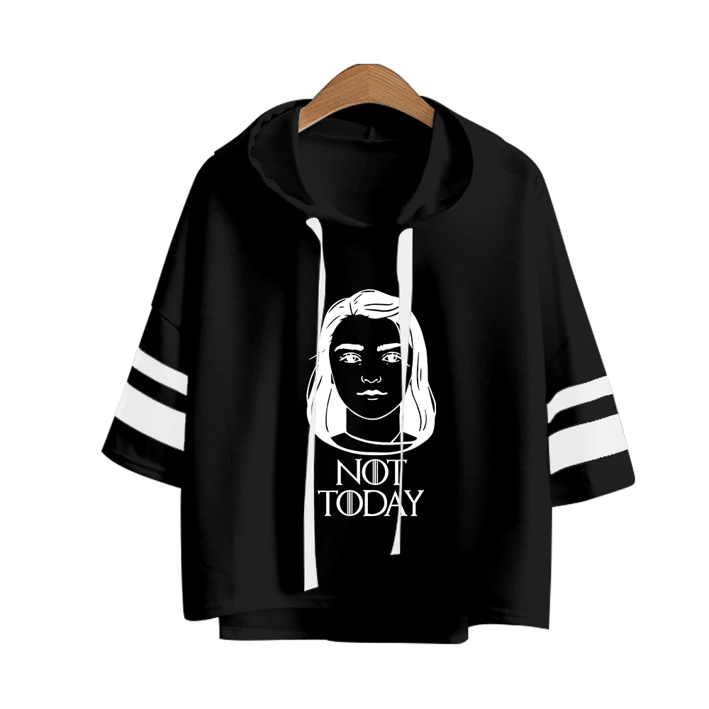 Not Today Fashion Printed Three Quarter Hooded Tshirts Women Summer Short Sleeve T-shirt 2019 Hot Sale Casual Streetwear Clothes | Женская