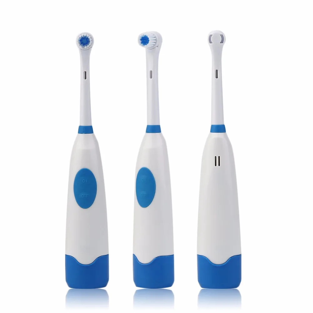 Portable Battery Operated Electric Toothbrush Set 1 Adult Toothbrush+3 Brush Heads Ultrasonic Sonic Rotary | Бытовая техника