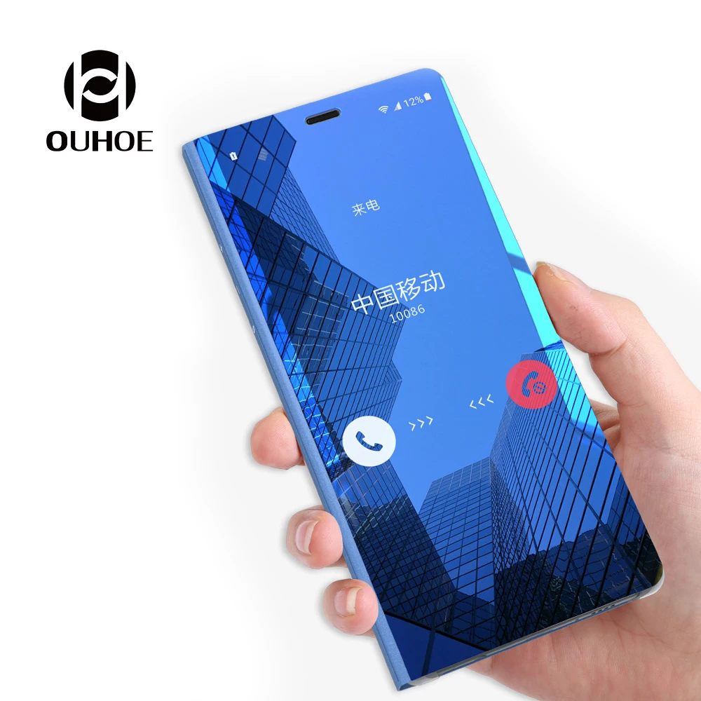 Зеркало Флип кожаный чехол для samsung Примечание 8 9 S9 + S8 A8 плюс S7 S6 edge A9 lite A7 A720 J7 J6