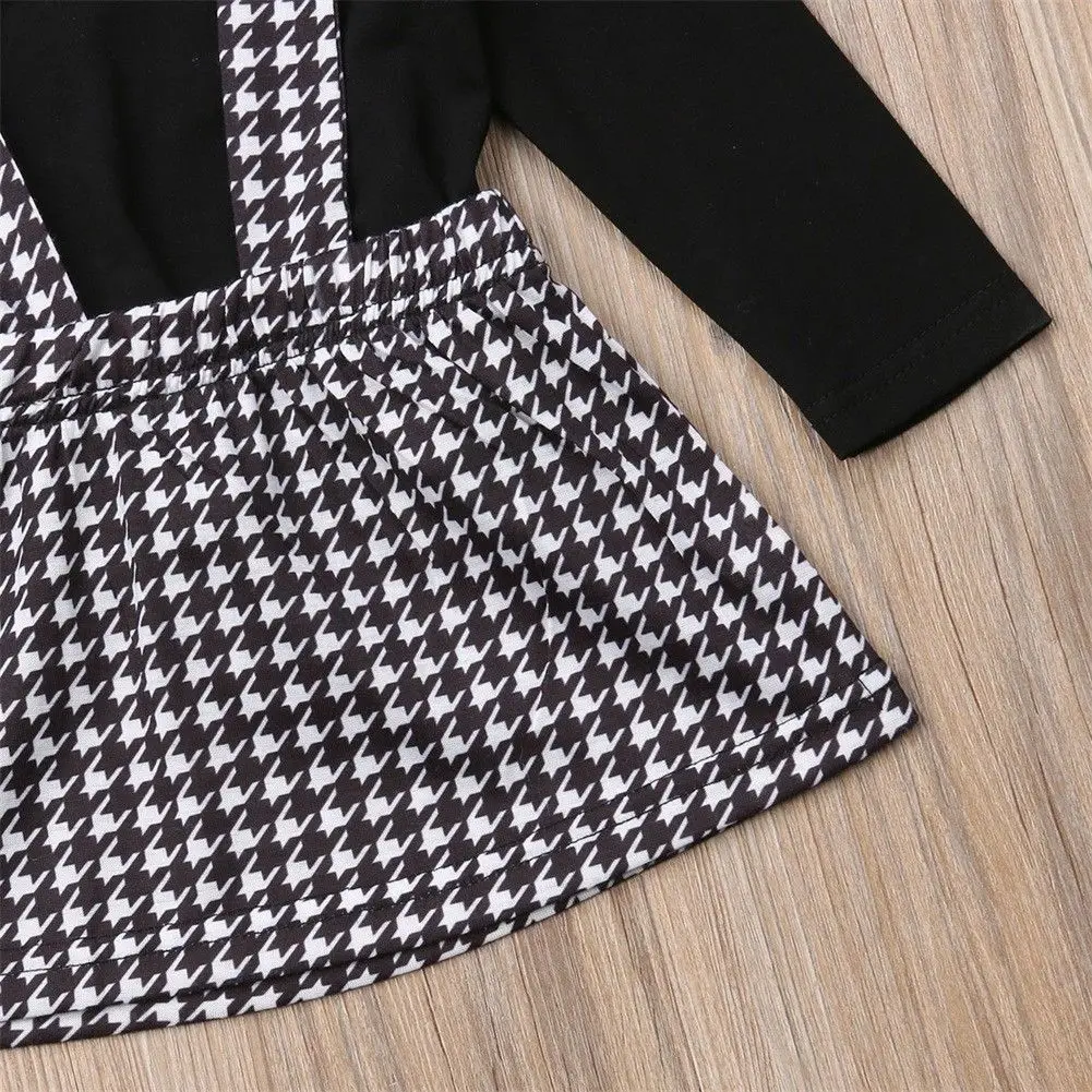 Новая модная одежда из 2 предметов платье для девочек Одежда маленьких Топы + юбка