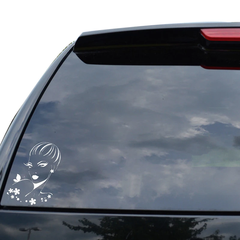 

YJZT 8.9*13.5CM Charming Beautiful Lady Car Sticker Popular Style Cute Design Vinyl Fashion Decal Black/Silver C20-1067