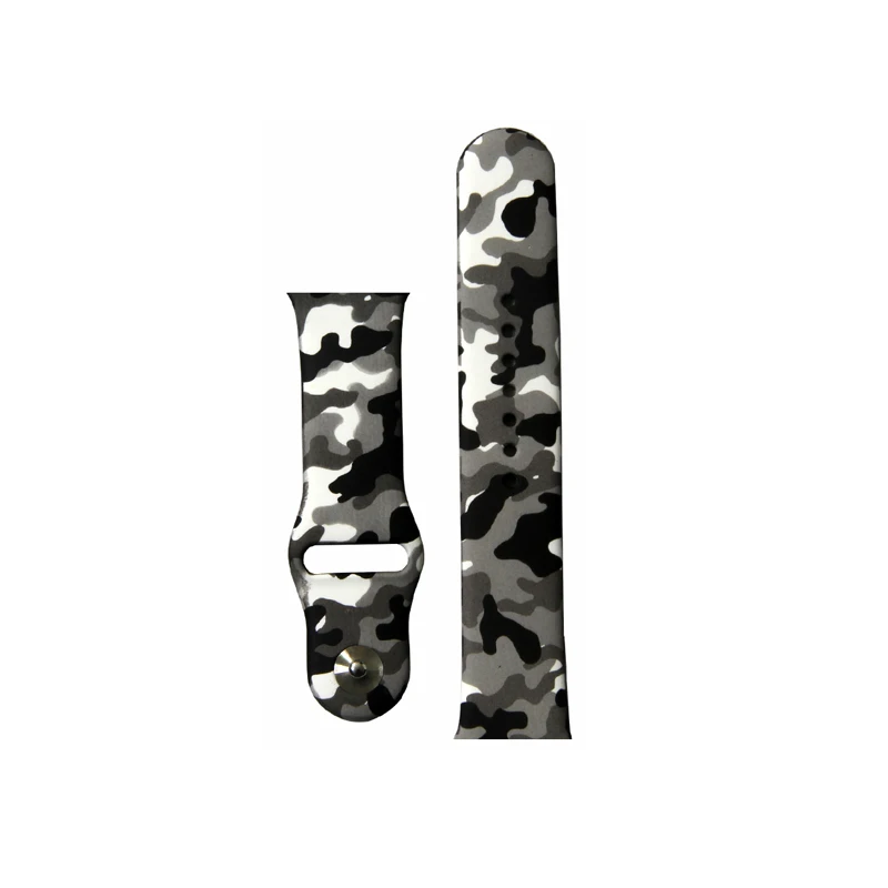Camouflage Gray Хохлатый спортивный ремешок для Apple Watch 42 мм 38 мм силиконовый iwatch series 3 2 1 Камуфляжный узор браслет ремень Чехол - Цвет ремешка: Camouflage Gray