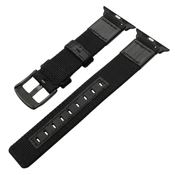 Премиум нейлоновый и кожаный ремешок для часов iWatch Apple Watch 38 мм 42 мм серия 1 2 3 спортивный ремешок черный серебристый стальной ремешок с застежкой
