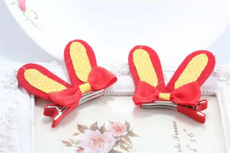 2Pcs New Children's Cute Colorful Dot Bunny Rabbit Ears Hirpin Baby Girls Princess Hair Clips For Children Acessorio De Cabelo T | Детская