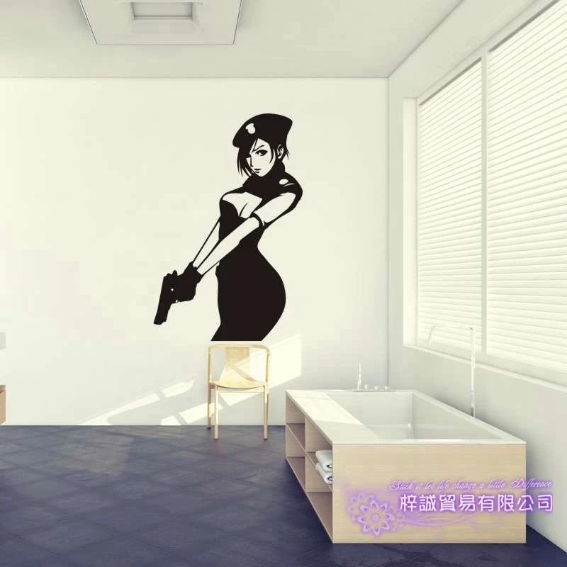 Sexy Girl Police Decal Beauty Body Naked Sticker Wall Bathroom Woman KTV Pub Bar Shop | Дом и сад