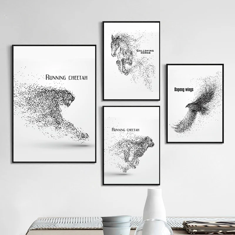 Черно-белые животные домашний декор печатный плакат Скандинавская Картина на