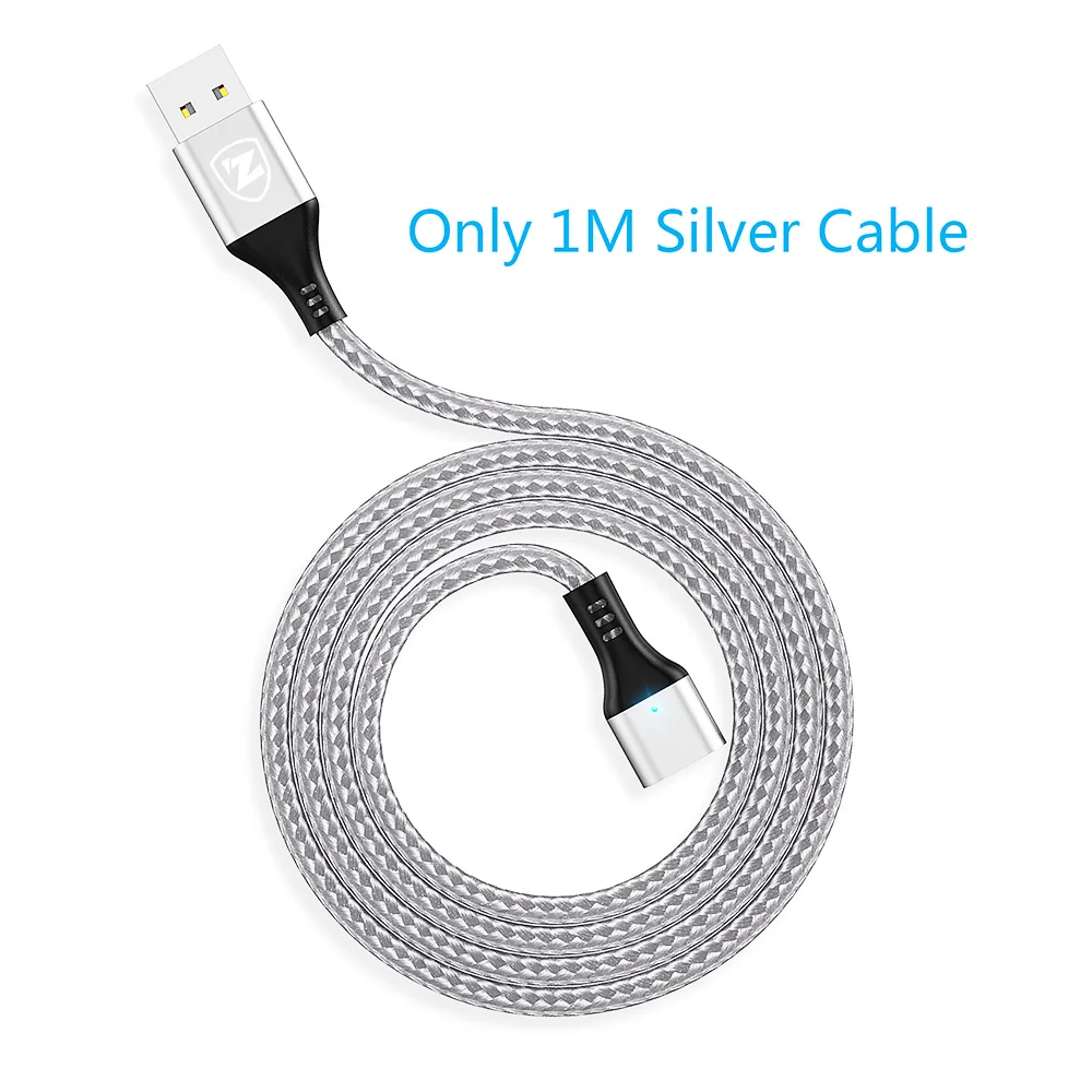 ZRSE Магнитный Micro USB кабель для samsung S7 J7 Microusb СВЕТОДИОДНЫЙ Магнитный зарядный кабель для Xiaomi Redmi 4X 3A провод для быстрой зарядки - Цвет: CableSilver