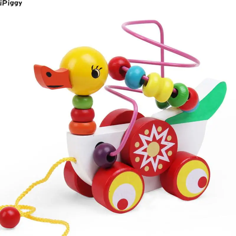Educational Duckling Trailer Toy Multicolour Wooden Children Kids Puzzle Baby Infant Mini Around Beads Learning Game | Игрушки и хобби