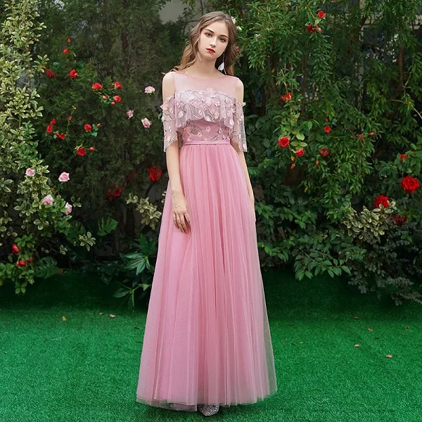 Beauty Emily длинное серое платье подружки невесты длинное для женщин с коротким шлейфом Vestidos Para Festa ТРАПЕЦИЕВИДНОЕ свадебное платье для выпускного вечера - Цвет: B