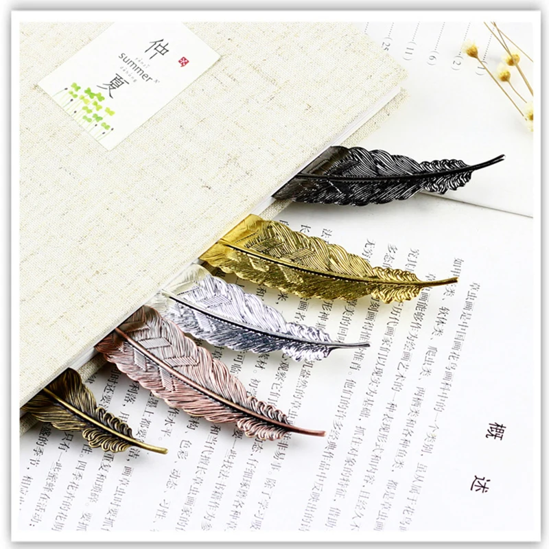

Pure Copper Craft Feather Bookmark with Gift Box Package for Reading Supplies