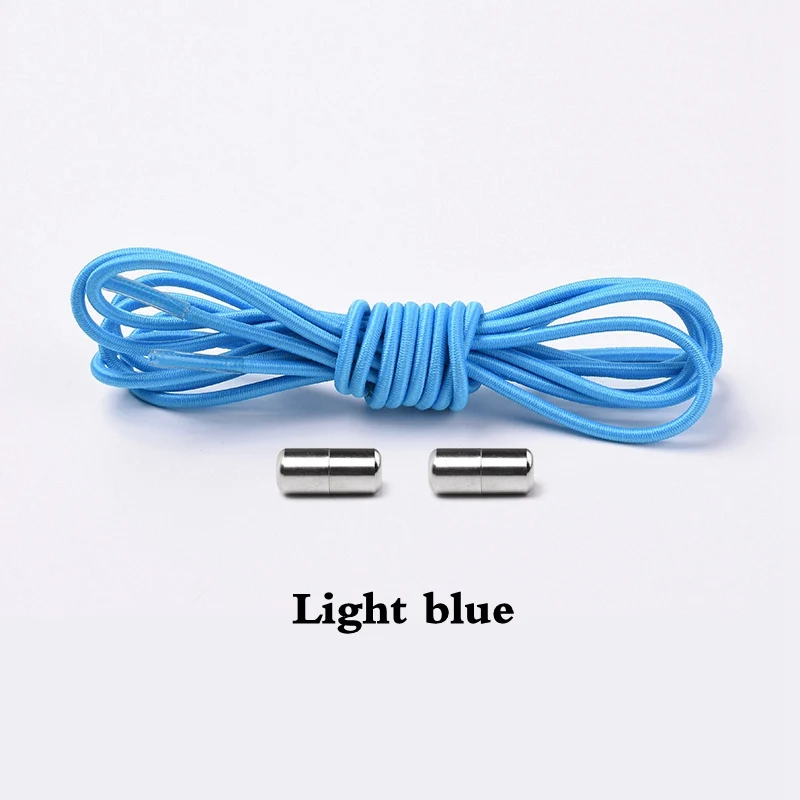 Light blue 1 пара Упругие фиксирующие шнурки круглые шнурки без завязок шнурки для обуви для детей и взрослых шнурки для кроссовок быстрая ленивая обувь шнурки для шнурков 25 цветов - Цвет: Light blue