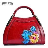 2019 new genuine leather women bags embossed fashion art handbags luxury handbags women bags designer women leather handbags