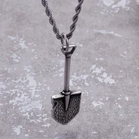 haoyi stainless steel shovel pendant necklace for men fashion personality vintage jewelry gift