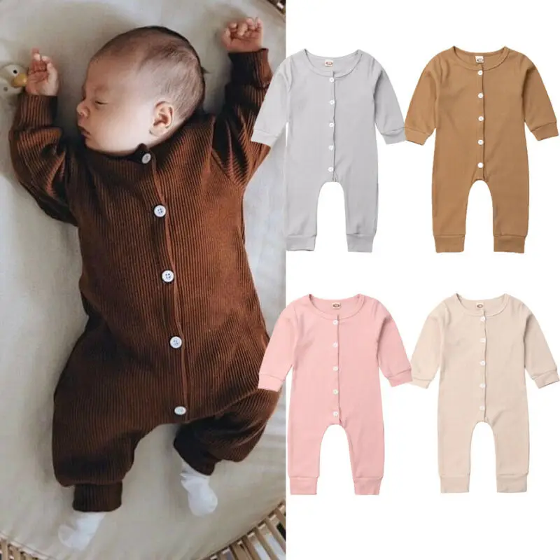 

Baby Clothing New born Kids One-Pieces Rompers Baby Girl Boy Long Sleeve Romper Solid Long Pink Jumpsuit Playsuit Outfit