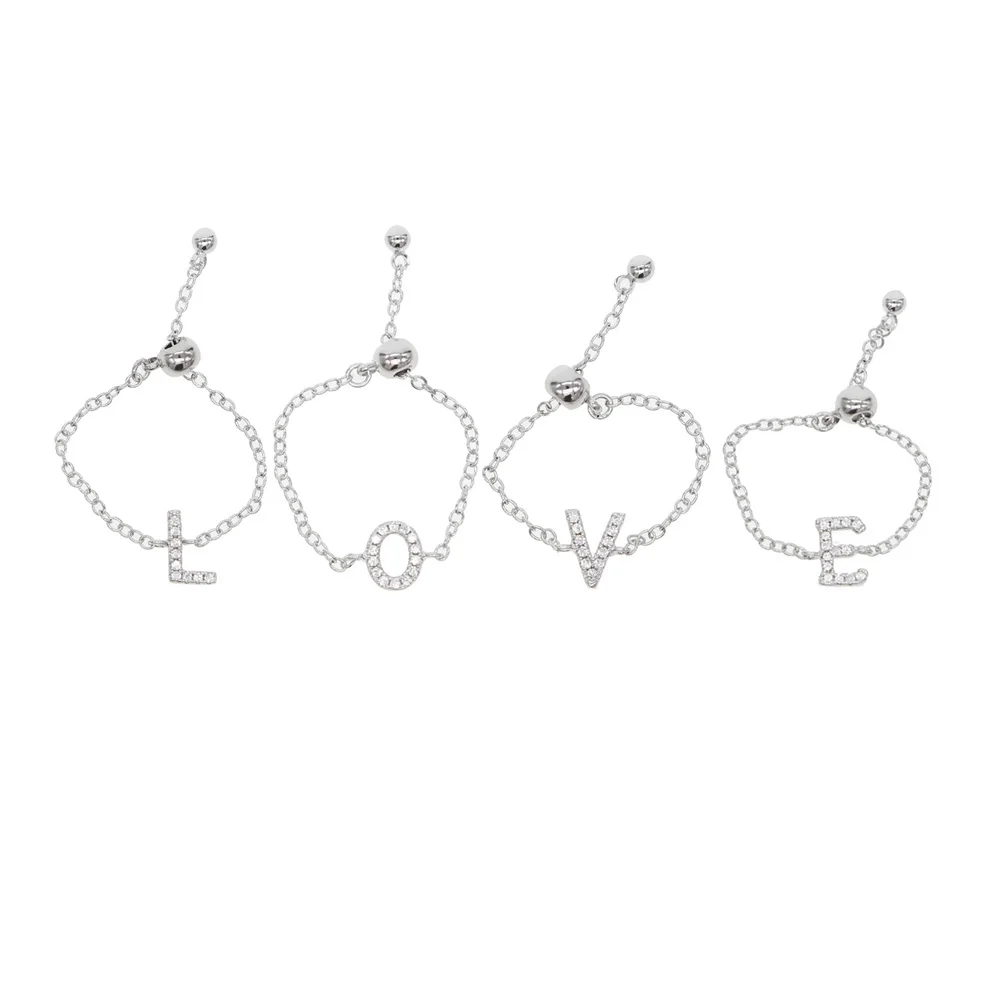 Женское регулируемое кольцо с буквами 26 дюймов минималистичной цепочкой и