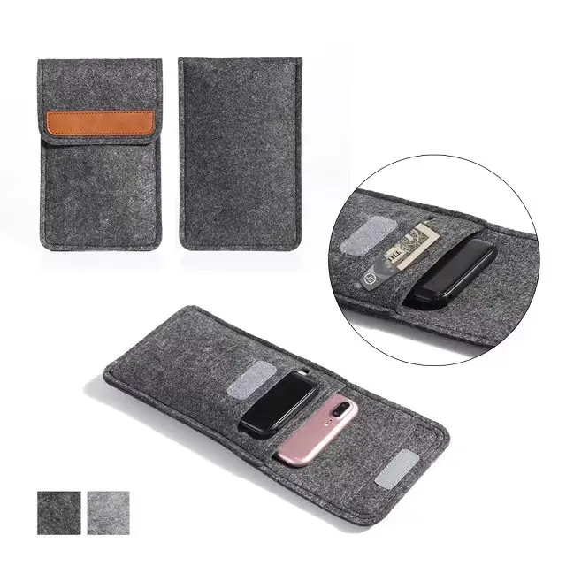 Универсальный фетровый чехол для телефона с отделением кредитных карт до 6 2