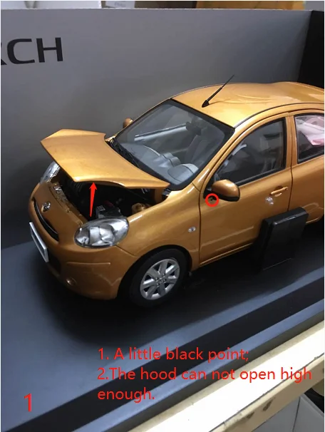 Модель Paudi 1/18 1:18 Масштаб Nissan March Micra оранжевая литая модель автомобиля Игрушечная модель автомобиля открываются двери