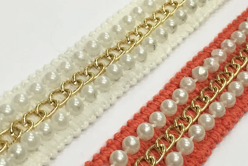 Бесплатная доставка 3 см с искусственным жемчугом плетеная обрезная ткань 2