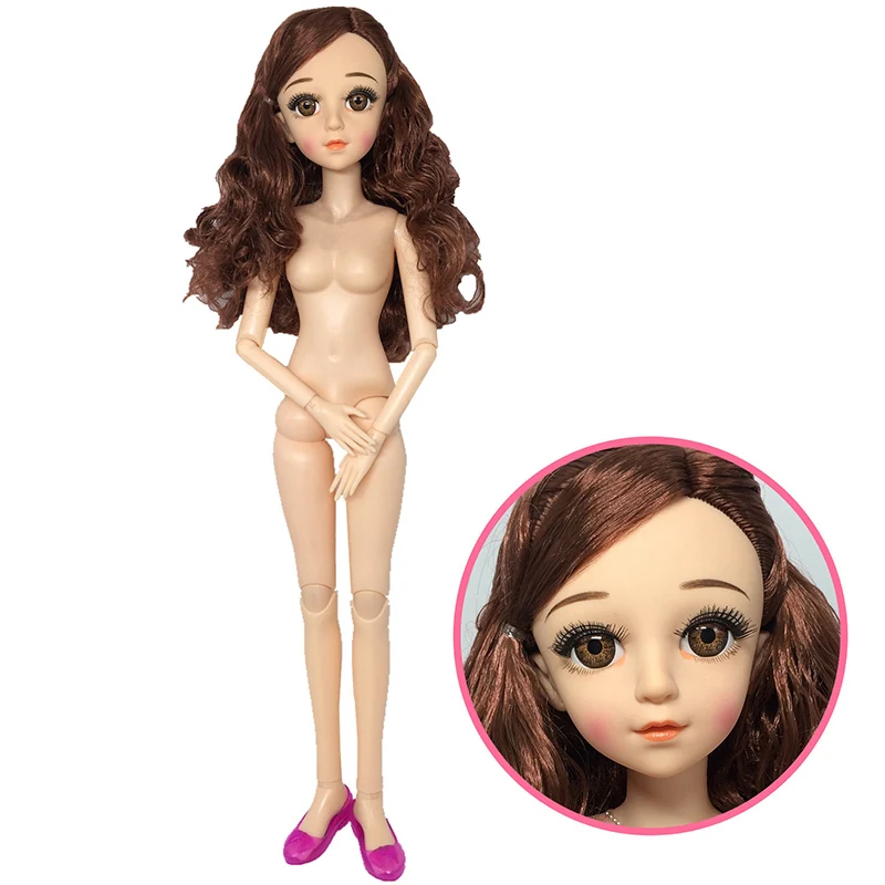60 см 1/3 кукла с голым телом подвижные суставы 3D настоящие глаза женская фигура тело принцесса кукла Мода Подарки для девочек - Цвет: Dark brown
