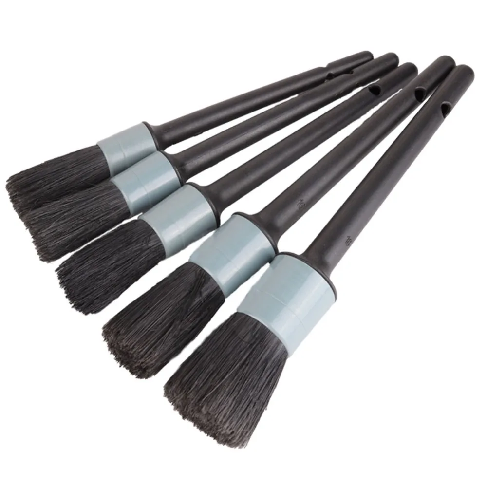 

Car Detailing Brush Cleaning Natural Boar Hair Brushes Auto Detail Tools Products 5Pcs Wheels Dashboard Car-styling Accessories