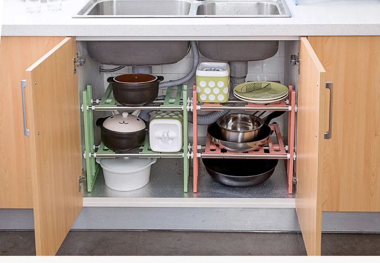 vanzlife Adjustable shelf under ground sink receive a rack shelf in the kitchen kitchen utensils and receive pot rack shelf rack