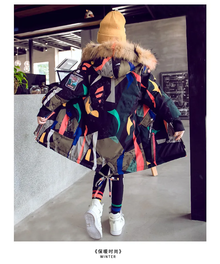 HSSCZL girl cotton jackets new winter thicken hooded children's clothing long coat outerwear overcoat kids fashion clothes