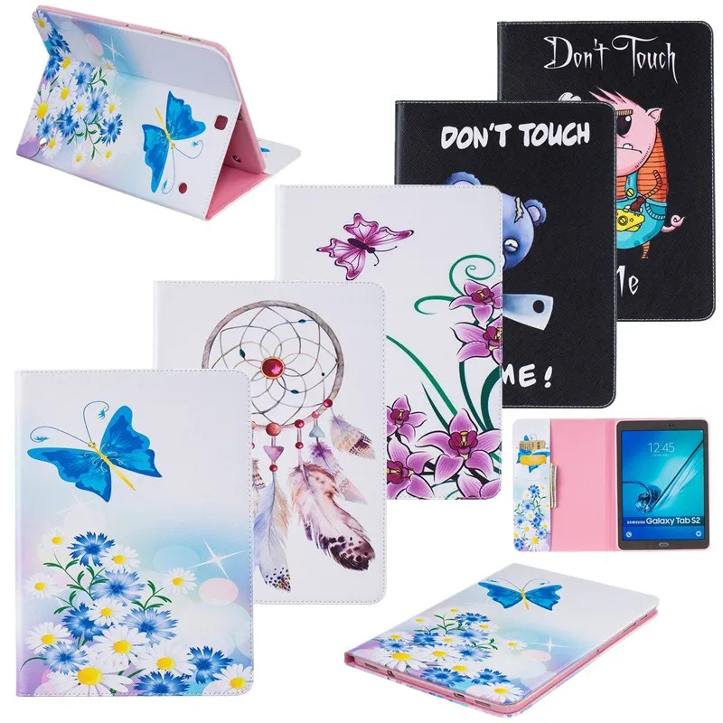 Tab S2 T815 T810 9.7" Tablet Case PU Leather Flower Bear Stand For Samsung Galaxy 9.7 T813 SM-T810 SM-T815 Fundas | Компьютеры и