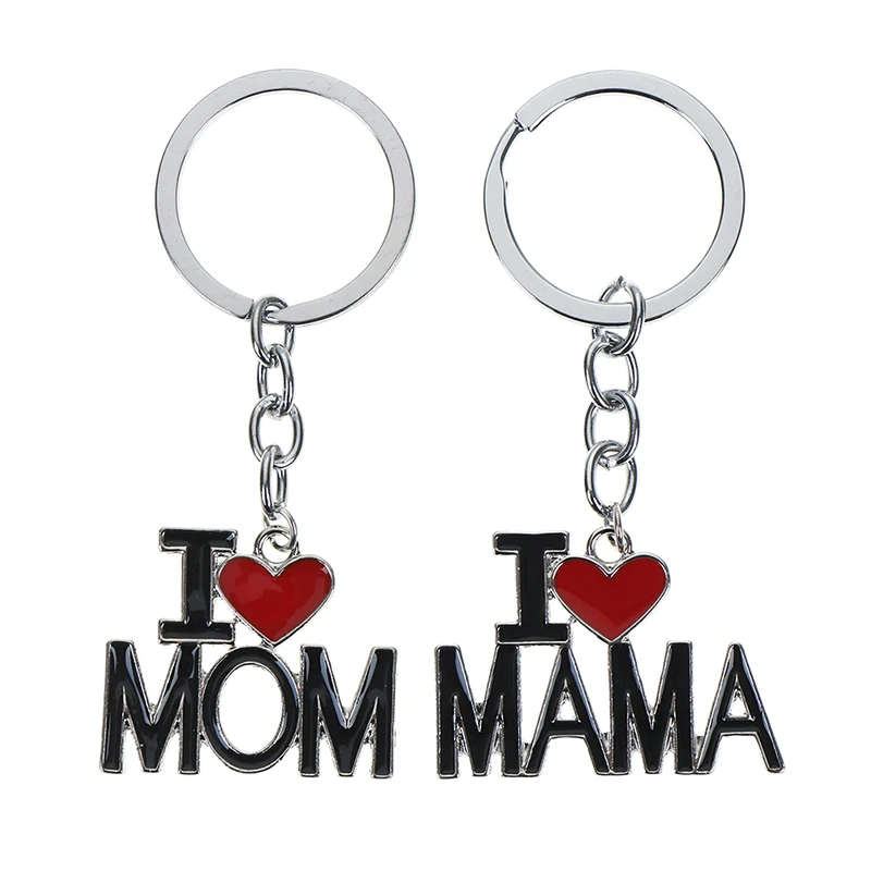  Новинка Футболка с надписью I Love Mom (Я люблю маму Dad Papa или Mama сердце брелок цепочка