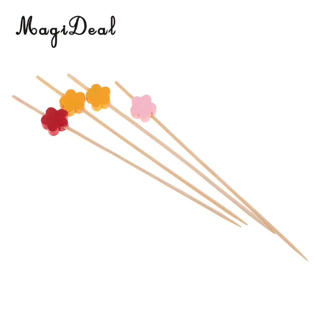 Flower Multi MagiDeal 100 шт./лот сердце/цветок бамбуковые коктейльные палочки сэндвич фрукты зубочистки кекс топперы DIY вечерние украшения - Цвет: Flower Multi