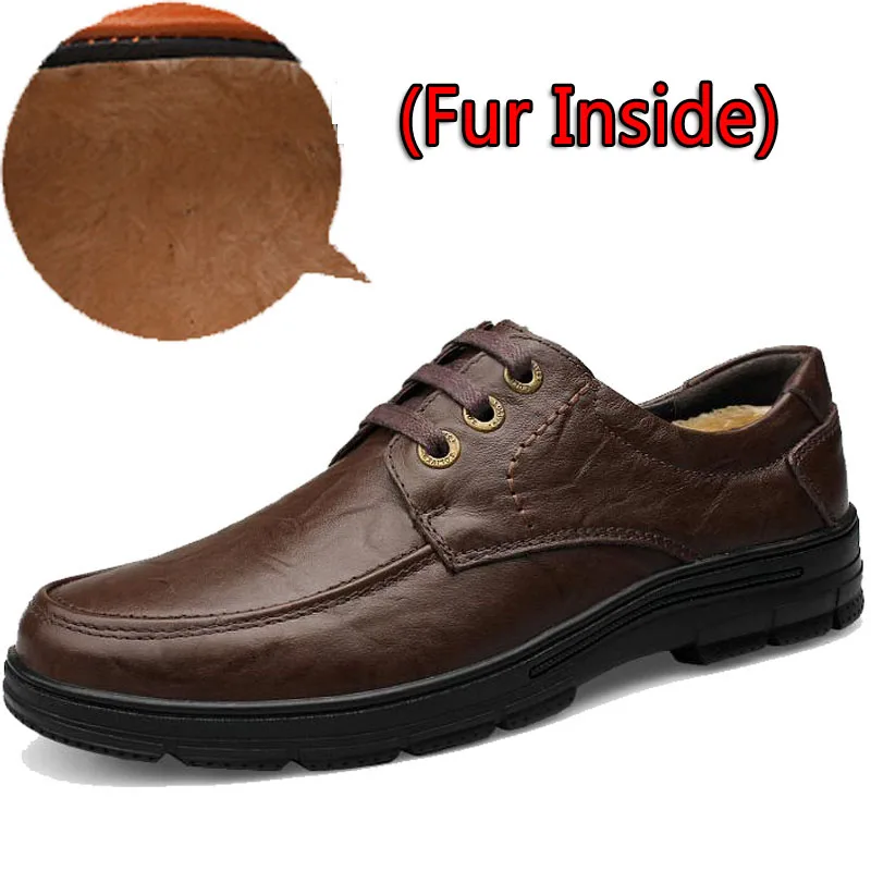 Fur Dark Brown SURGUT/брендовая модная мужская повседневная обувь; лоферы из натуральной кожи; мужские мокасины на плоской подошве; высококачественные модельные туфли с мехом внутри - Цвет: Fur Dark Brown
