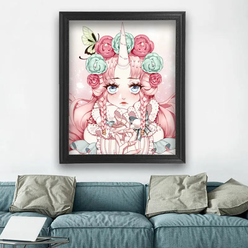 Le Fulan 5D DIY Алмазная вышивка набор мультфильм аниме девушка Единорог Мозаика из
