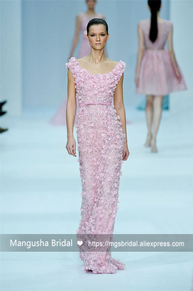 2017 Новый Дизайн Розовый Рукавов О-Образным Вырезом Вечернее Платье Роскошный