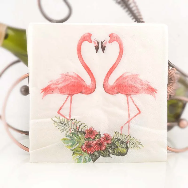 Flamingo napkins Вечерние салфетки с единорогом, фламинго, узор для детского душа, товары для дня рождения, бумажная салфетка для декупажа - Цвет: Flamingo napkins