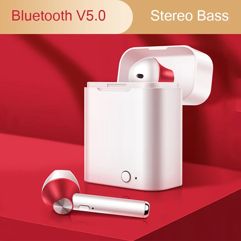 Красные TWS стерео Бас Наушники 5,0 Bluetooth наушники беспроводные наушники для женщин и мужчин спортивные наушники Handsfree для телефона гарнитуры