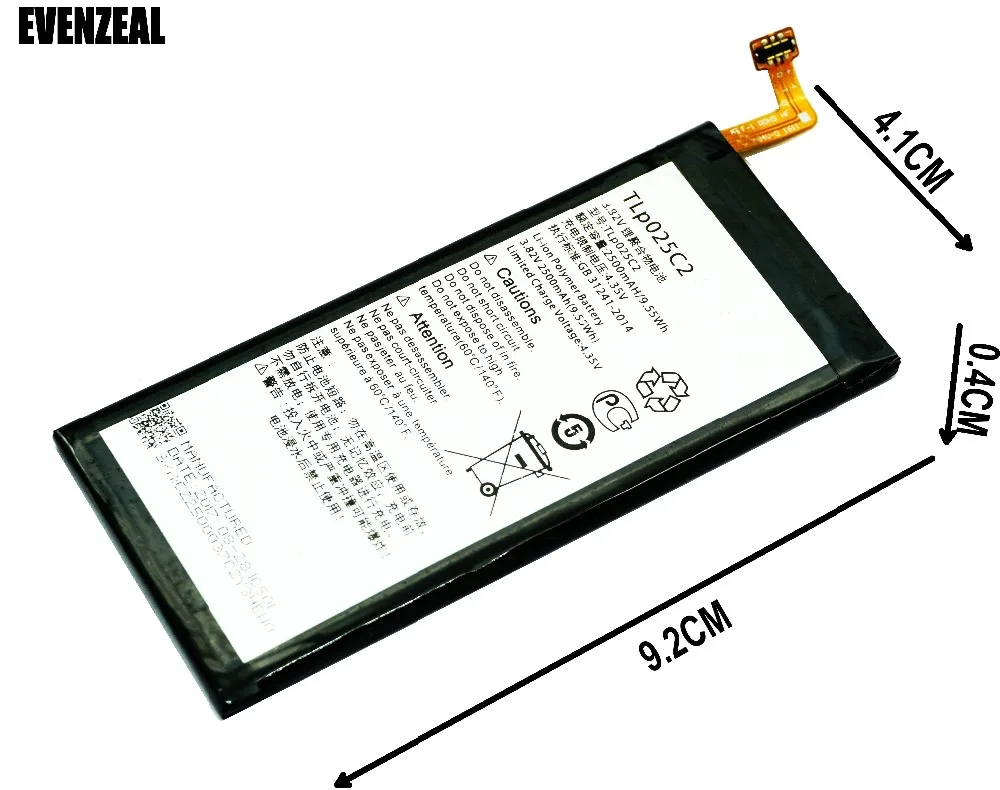 EVENZEAL 1x Сменный аккумулятор для телефона Alcatel One Touch POP 4 Plus + 5056A 5056 Вт OT 5056D TLP025C2/TLP025C1