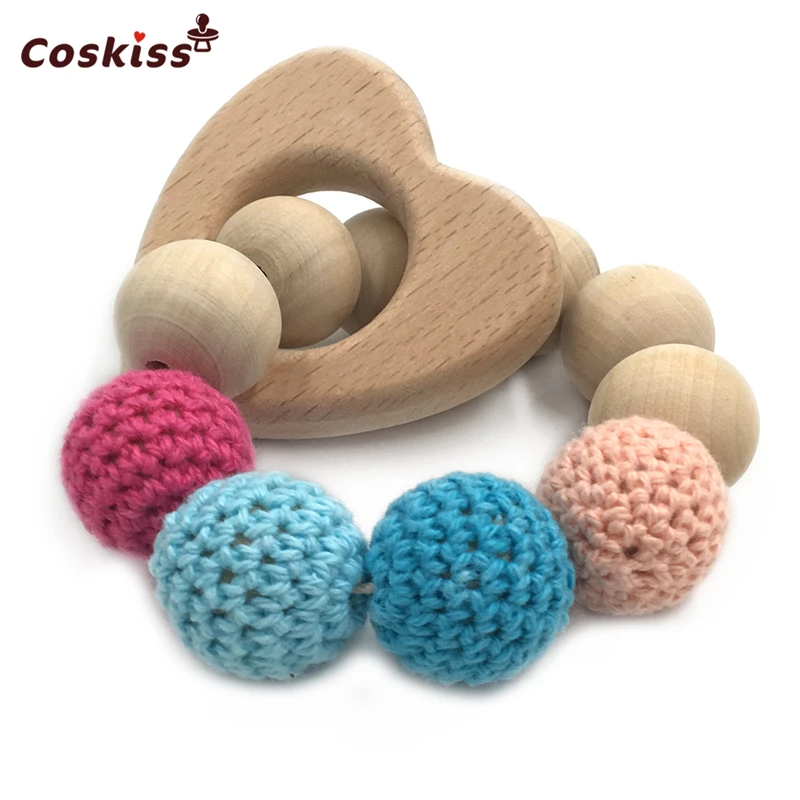 Вязаные крючком бусины прорезыватели кольцо необработанный клен детский