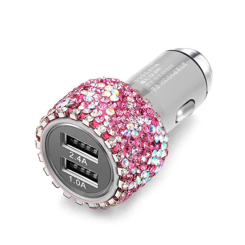Автомобильное зарядное устройство с бриллиантами USB для мобильного телефона
