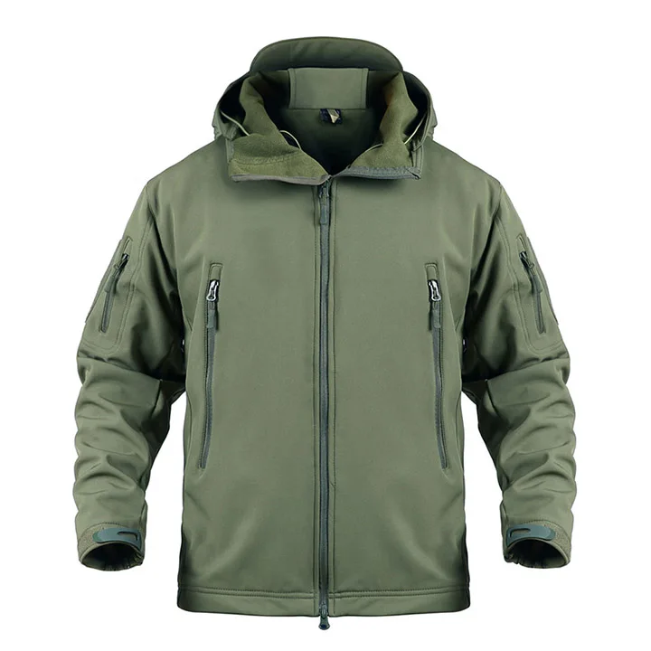 Army green TACVASEN страйкбольная камуфляжная Мужская куртка, пальто, военная тактическая куртка, зимняя флисовая Водонепроницаемая флисовая куртка софтшелл, походный охотничий жилет - Цвет: Army green