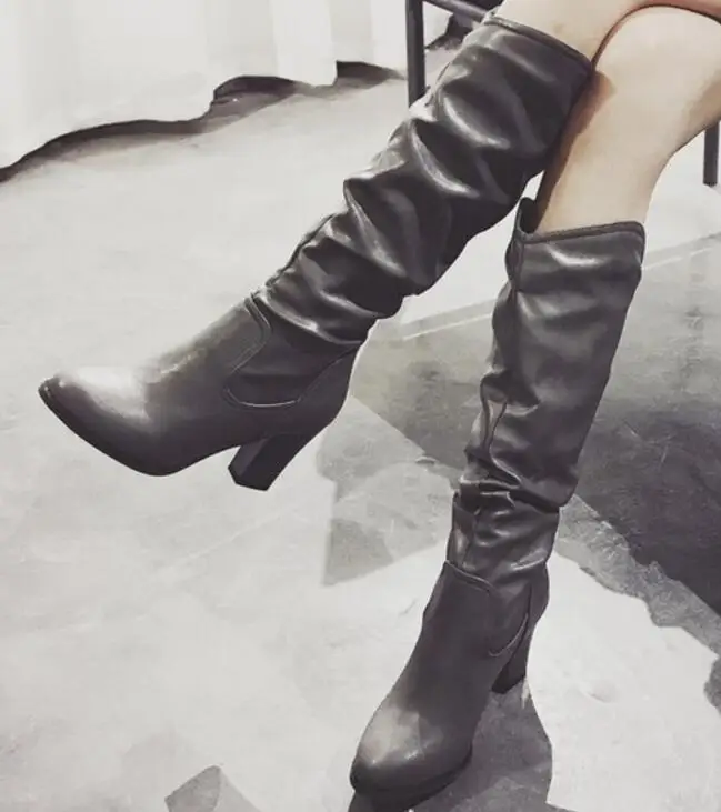 Zapatos mujer Женская обувь Обувь женщина высокий толстый каблук Модные женские туфли-лодочки зимние ботинки Martin зимние элегантные g61286