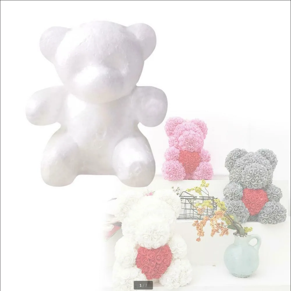 1pcWhite foam rose bear креативный цветок ручной работы DIY bubble подарок на день Святого
