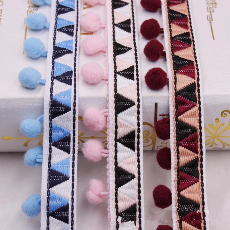 1 ярд помпон отделка Кружева Ткань Швейные аксессуары помпоны кисточкой мяч