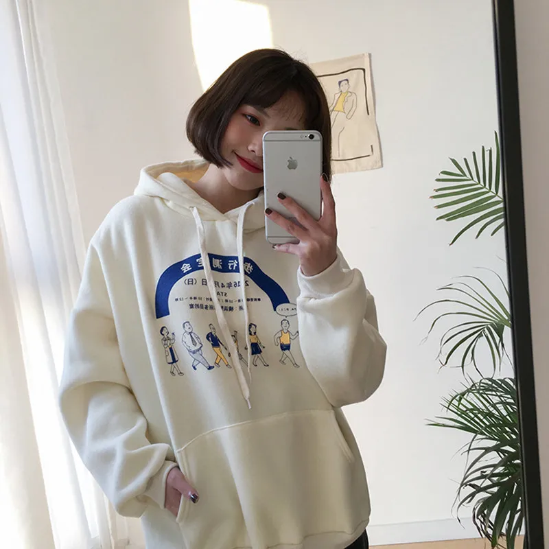 Женская толстовка с капюшоном и мультяшным принтом 2 цвета|hoodie sweatshirt women|sweatshirt