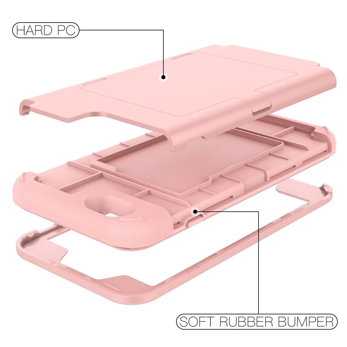 GrandEver 3 слоя подставка слот для карт чехол телефона iPhone 6 6s Plus ПК и силиконовый