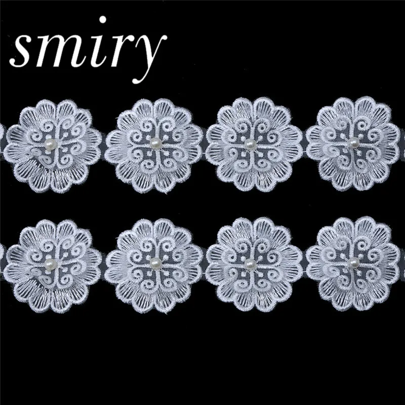 Smiry 1 ярд высокое качество белый цветок Цветочная кружевная отделка ткань одежда