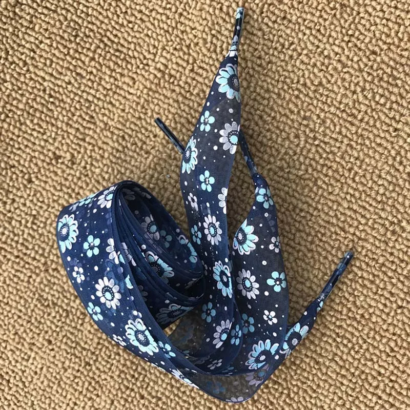 02 Dark Blue 1 пара нейлоновых шнурков с принтом; женская парусиновая обувь; обувь с принтом; разноцветная обувь с цветочками; ультратонкие прозрачные шнурки - Цвет: 02 Dark Blue