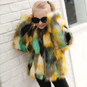 Girls Long Sleeve Children Girls Assorted Color Imitation Artificial Fur Coat 2018 New Kids Girls Thick Warm Outwear Coat